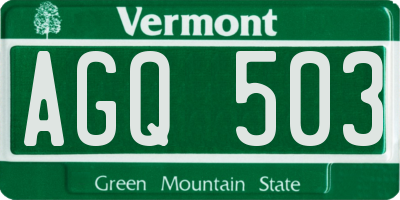 VT license plate AGQ503