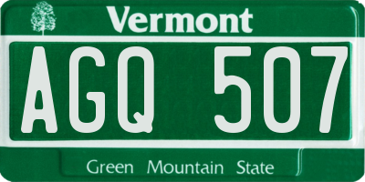 VT license plate AGQ507