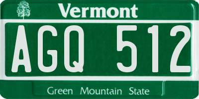 VT license plate AGQ512