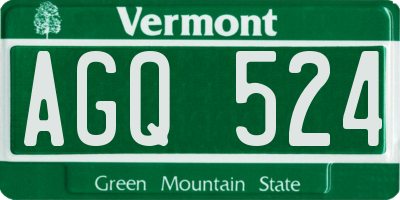 VT license plate AGQ524