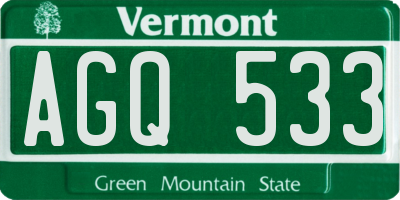 VT license plate AGQ533