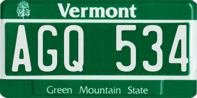 VT license plate AGQ534