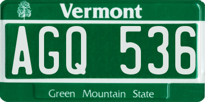 VT license plate AGQ536