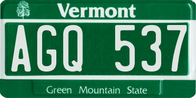 VT license plate AGQ537