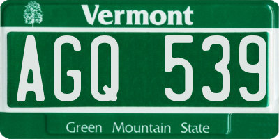 VT license plate AGQ539