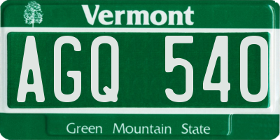 VT license plate AGQ540