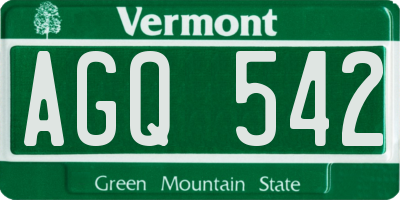 VT license plate AGQ542