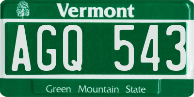 VT license plate AGQ543