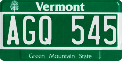 VT license plate AGQ545
