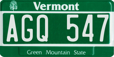 VT license plate AGQ547