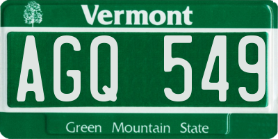 VT license plate AGQ549