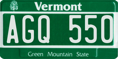 VT license plate AGQ550
