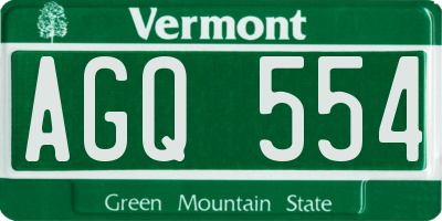 VT license plate AGQ554