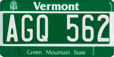 VT license plate AGQ562