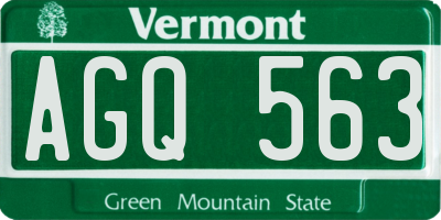 VT license plate AGQ563