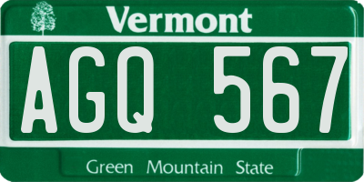 VT license plate AGQ567