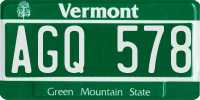 VT license plate AGQ578