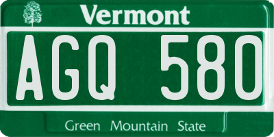 VT license plate AGQ580