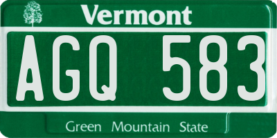 VT license plate AGQ583