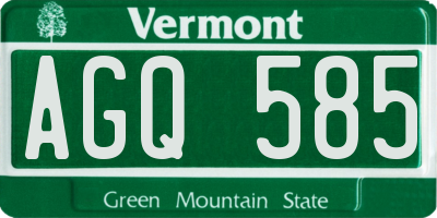 VT license plate AGQ585