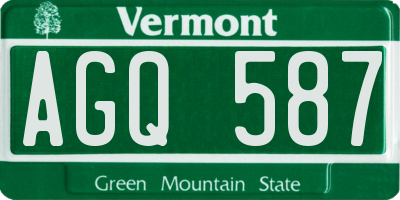 VT license plate AGQ587