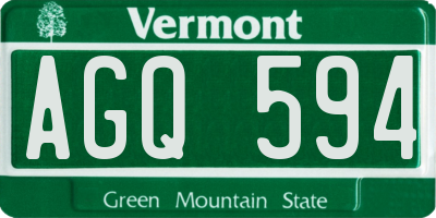 VT license plate AGQ594