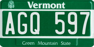 VT license plate AGQ597