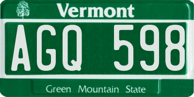 VT license plate AGQ598