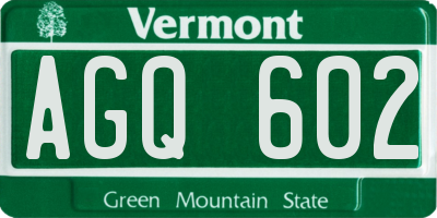 VT license plate AGQ602