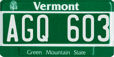 VT license plate AGQ603