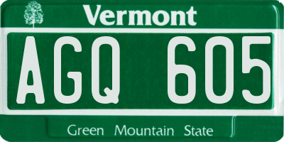 VT license plate AGQ605