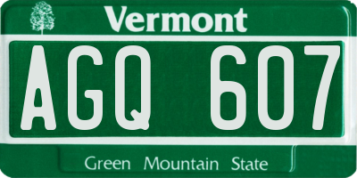 VT license plate AGQ607