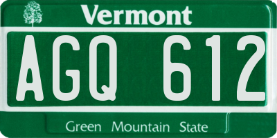 VT license plate AGQ612