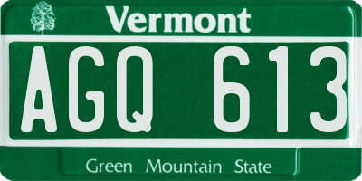 VT license plate AGQ613