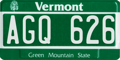VT license plate AGQ626