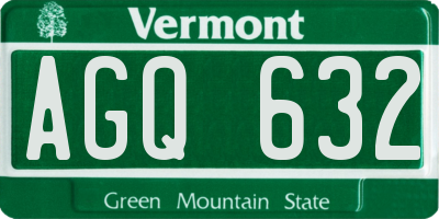 VT license plate AGQ632
