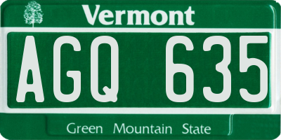 VT license plate AGQ635