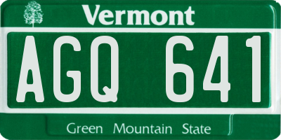 VT license plate AGQ641