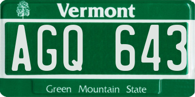 VT license plate AGQ643
