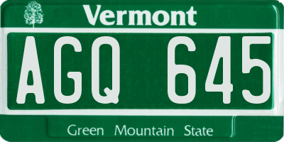 VT license plate AGQ645