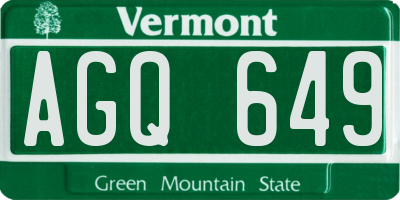 VT license plate AGQ649