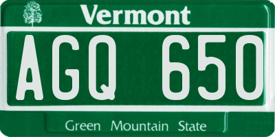 VT license plate AGQ650