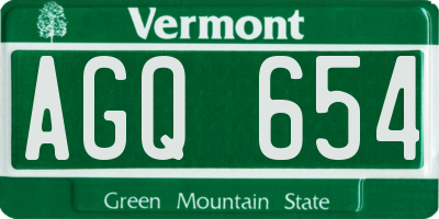 VT license plate AGQ654
