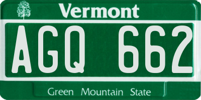 VT license plate AGQ662