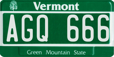 VT license plate AGQ666