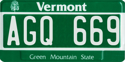 VT license plate AGQ669