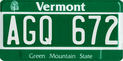VT license plate AGQ672