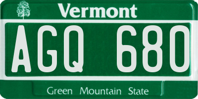 VT license plate AGQ680