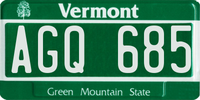 VT license plate AGQ685