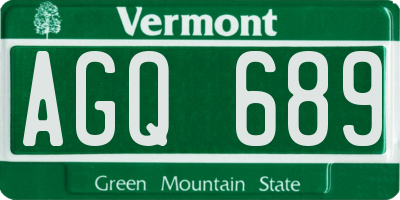 VT license plate AGQ689
